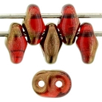 SuperDuo 2/5mm : 8 Grams - TSD-RR9008  - Luster Bronze 1/2 - Siam Ruby