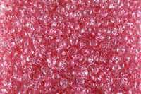 Twin Bead 2.5X5mm Crystal DK Rose Color Lined - Approx 23 gram tube