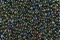 Twin Bead 2.5X5mm Jet Iris Teal - Approx 23 gram tube