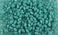 SUPERDUO BEADS 2.5x5mm 8 Grams OPAQUE GREEN TURQUOISE