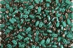 SUPERDUO BEADS 2.5x5mm 8 Grams  GREEN TURQUOISE CAPRI BEAD