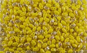 SUPERDUO BEADS 2.5x5mm 8 Grams OPAQUE YELLOW AB