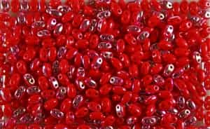 SUPERDUO BEADS 2.5x5mm 8 Grams CORAL AB