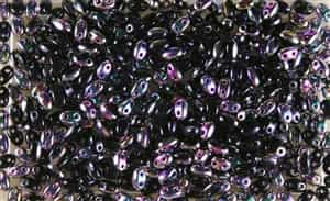 SUPERDUO BEADS 2.5x5mm 8 Grams JET VITRAIL