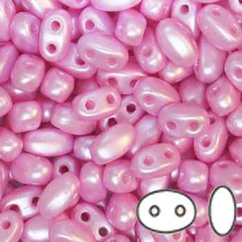 SUPERDUO BEADS - SMOOTH OUTLINE - 2.5mmx5mm - 8 Grams - VSD-PNK-100 - Pink Airy Pearl