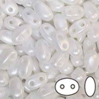 SUPERDUO BEADS - SMOOTH OUTLINE - 2.5mmx5mm - 8 Grams - VSD-WHT-100 - White Airy Pearl