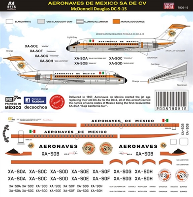 1:144 Aeronaves de Mexico (1960's cs) Douglas DC-9-15