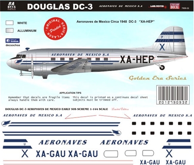 1:144 Aeronaves de Mexico (40's cs) Douglas DC-3
