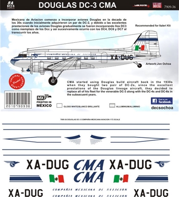 1:144 Compania Mexicana de Aviacion (1950's) Douglas DC-3