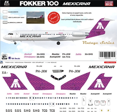 1:144 Mexicana 'Saltillo' (purple cs) Fokker 100