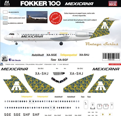 1:144 Mexicana 'Talaver' (yellow cs) Fokker 100