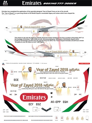 1:144 Emirates 'Year of Zayed 2018' Boeing 777-300ER