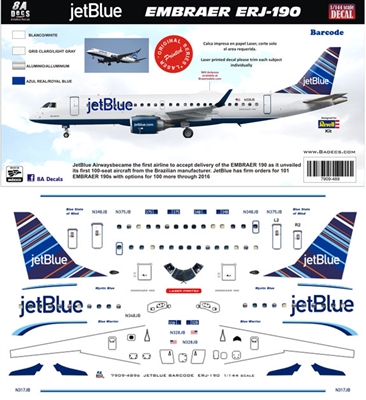 1:144 JetBlue Embraer 190 (Barcode cs)