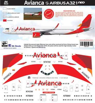 1:144 Avianca (2015 cs) Airbus  A.321NEO