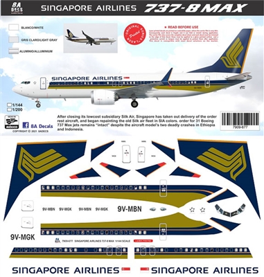 1:144 Singapore Airlines Boeing 737-MAX8