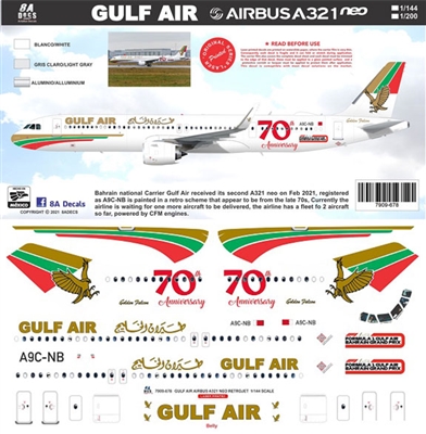 1:144 Gulf Air Airbus A.321NEO