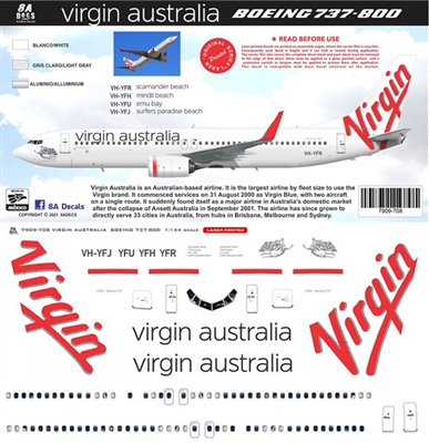 1:144 Virgin Australia Boeing 737-800