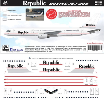 1:144 Republic Airlines Boeing 757-200