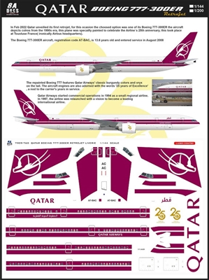 1:144 Qatar Airways 'retro' cs Boeing 777-300ER