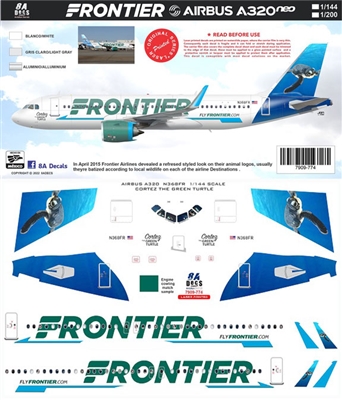 1:144 Frontier 'Cortex the Turtle' Airbus A.320NEO