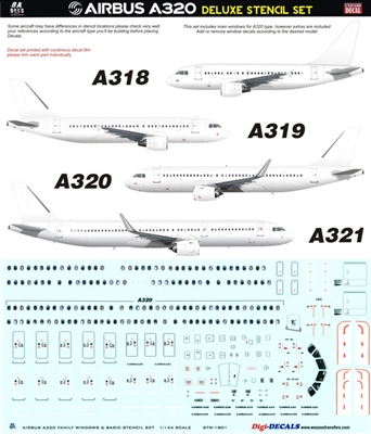 1:144 Airbus A.320 family Delux Stencil Set