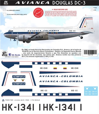 1:72 Avianca Colombia Douglas DC-3