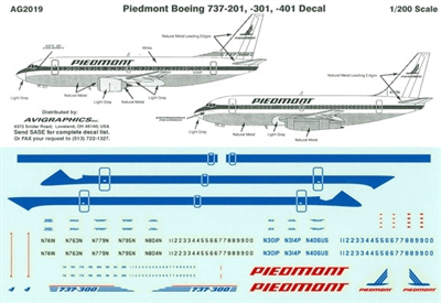 1:200 Piedmont Airlines Boeing 737's