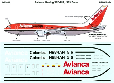 1:200 Avianca Columbia Boeing 767-200/-300