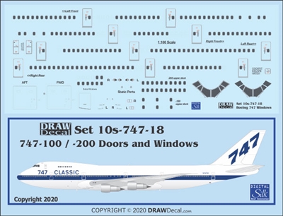 1:100 Boeing 747-100 / -200 Windows, Door & Details