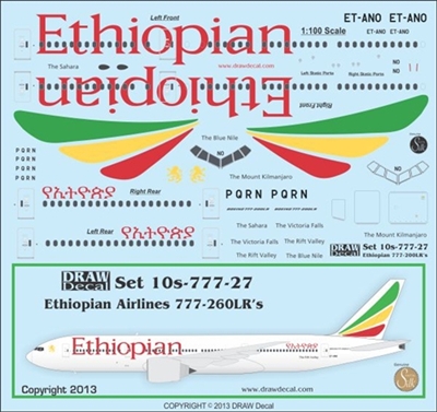 1:100 Ethiopian Airlines Boeing 777-200LR