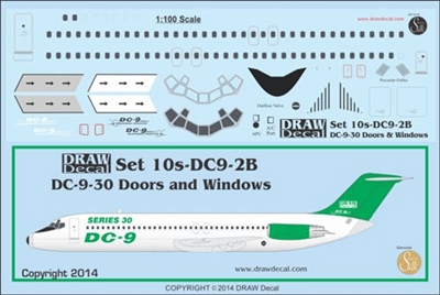 1:100 Douglas DC-9-30 Door, window and windshield set