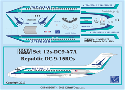 1:120 Republic Airlines Douglas DC-9-15RC