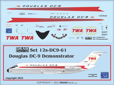 1:120 Douglas Demonstrator' / TWA (twin globe cs) Douglas DC-9-10