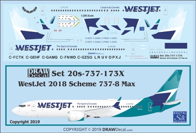 1:200 WestJet (2018 cs) Boeing 737-MAX8