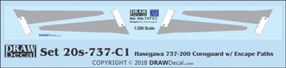 1:200 Boeing 737-100 / -200 Corogard (Hasegawa kit), Top surfaces only, with wing escape markings.  Two Sets