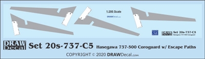 1:200 Boeing 737-500 Corogard (Hasegawa kit), Top surfaces only, with wing escape markings.  Two Sets