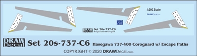 1:200 Boeing 737-400 Corogard (Hasegawa kit), Top surfaces only, with wing escape markings.  Two Sets