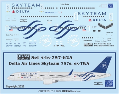 1:200 Delta Airlines 'Skyteam' Boeing 757-200 (ex TWA, 8 door)