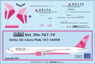 1:200 Delta Airlines (2007 pink 'Breat Cancer Awareness' cs) Boeing 767-400ER