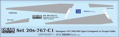 1:200 Boeing 767-200 / -300 Corogard (Top surfaces only, with wing escape markings)