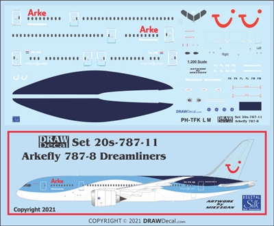 1:200 Arkefly Boeing 787-8 (with dark blue fuselage stripe)