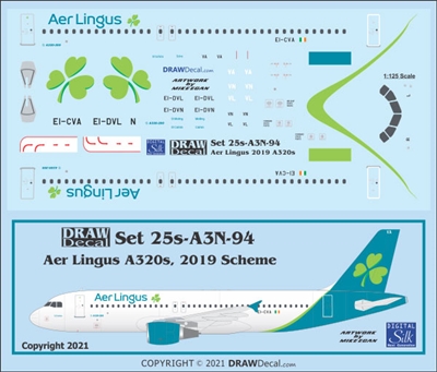 1:125 Aer Lingus (2019 cs) Airbus A.320