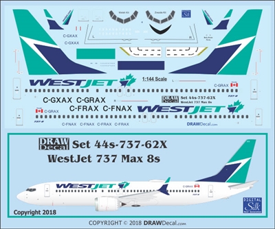 1:144 WestJet Boeing 737-MAX8