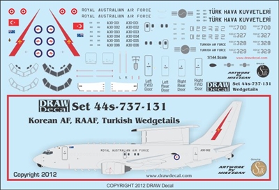 1:144 Korean AF. RAAF, Turkish AF Boeing 737 'Wedgetail''