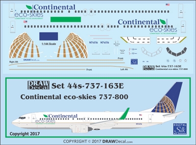 1:144 Continental Airlines 'eco skies' Boeing 737-800