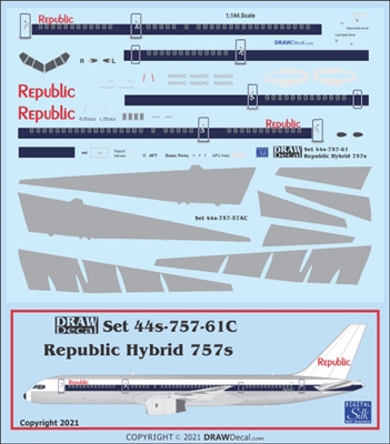 1:144 Repulic (hybrid Northwest Orient c/s) Boeing 757-200 with Corogard