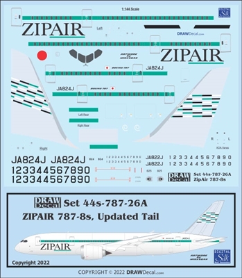 1:144 ZIPAIR Tokyo Boeing 787-8 (revised tail)