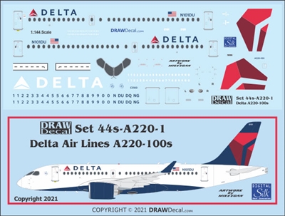 1:144 Delta Airlines (2007 cs) Airbus A.220-100
