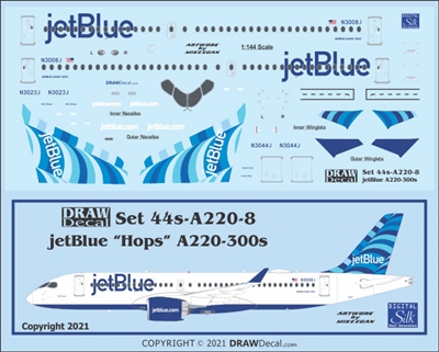 1:144 JetBlue 'Hops' Airbus A.220-300