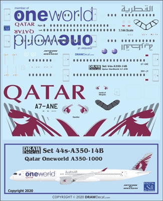 1:144 Qatar Airways 'OneWorld' Airbus A.350-1000